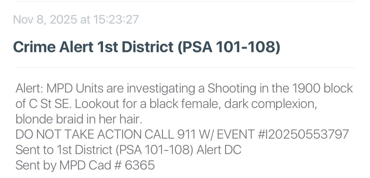 SHOOTING IN HILL EAST DC: 1900 block of C Street SE