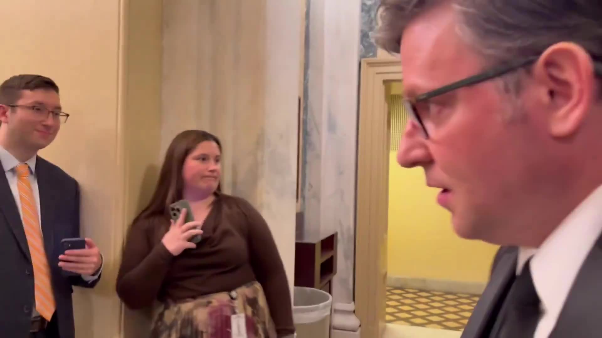 While leaving the State Dinner tonight at the White House, House Speaker Mike Johnson said he was “deeply disappointed” in the Senate’s decision to unanimously pass the bill calling for the release of the Epstein Files without the amendments he suggested earlier today alongside other House Republicans