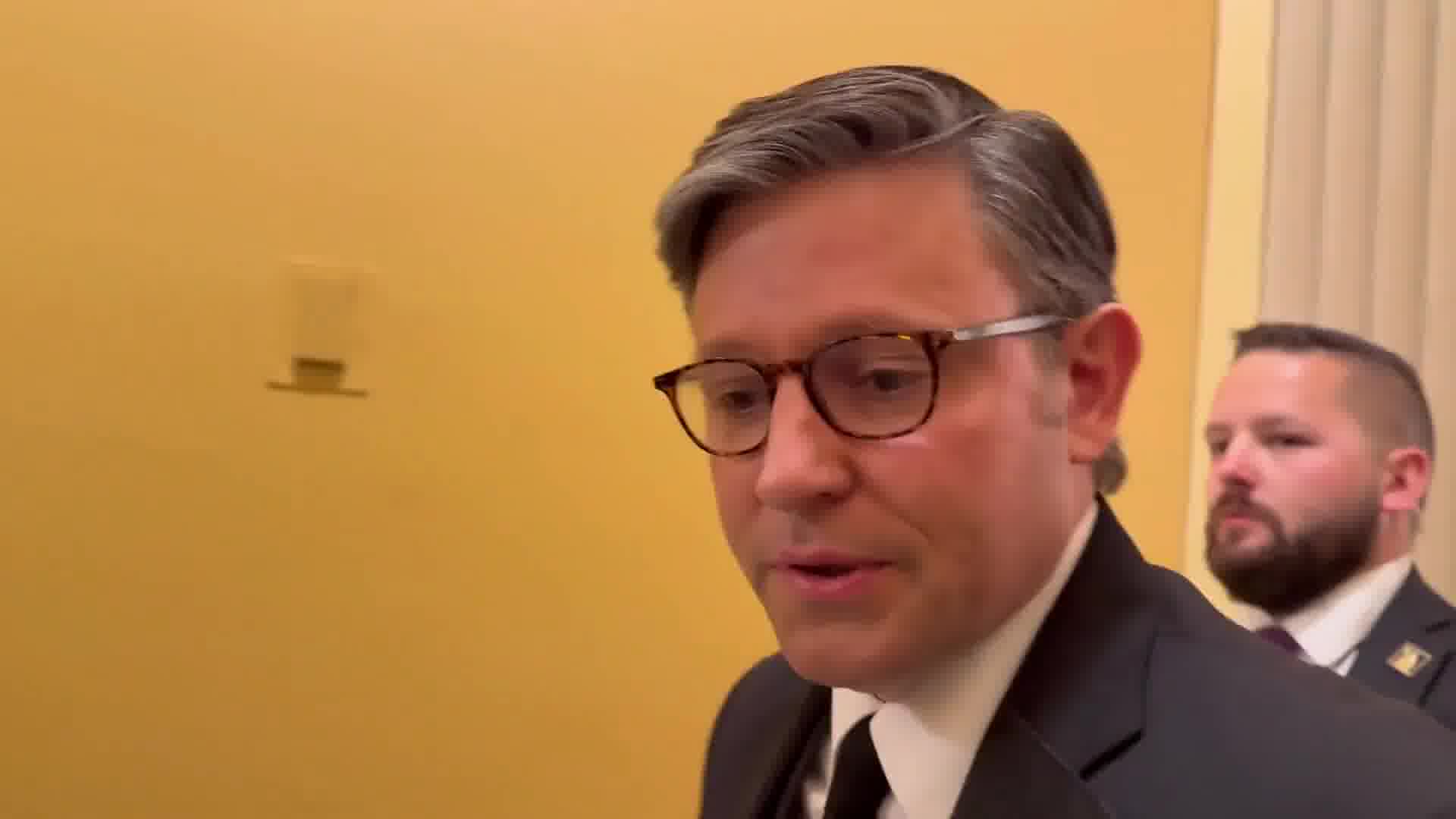 While leaving the State Dinner tonight at the White House, House Speaker Mike Johnson said he was “deeply disappointed” in the Senate’s decision to unanimously pass the bill calling for the release of the Epstein Files without the amendments he suggested earlier today alongside other House Republicans