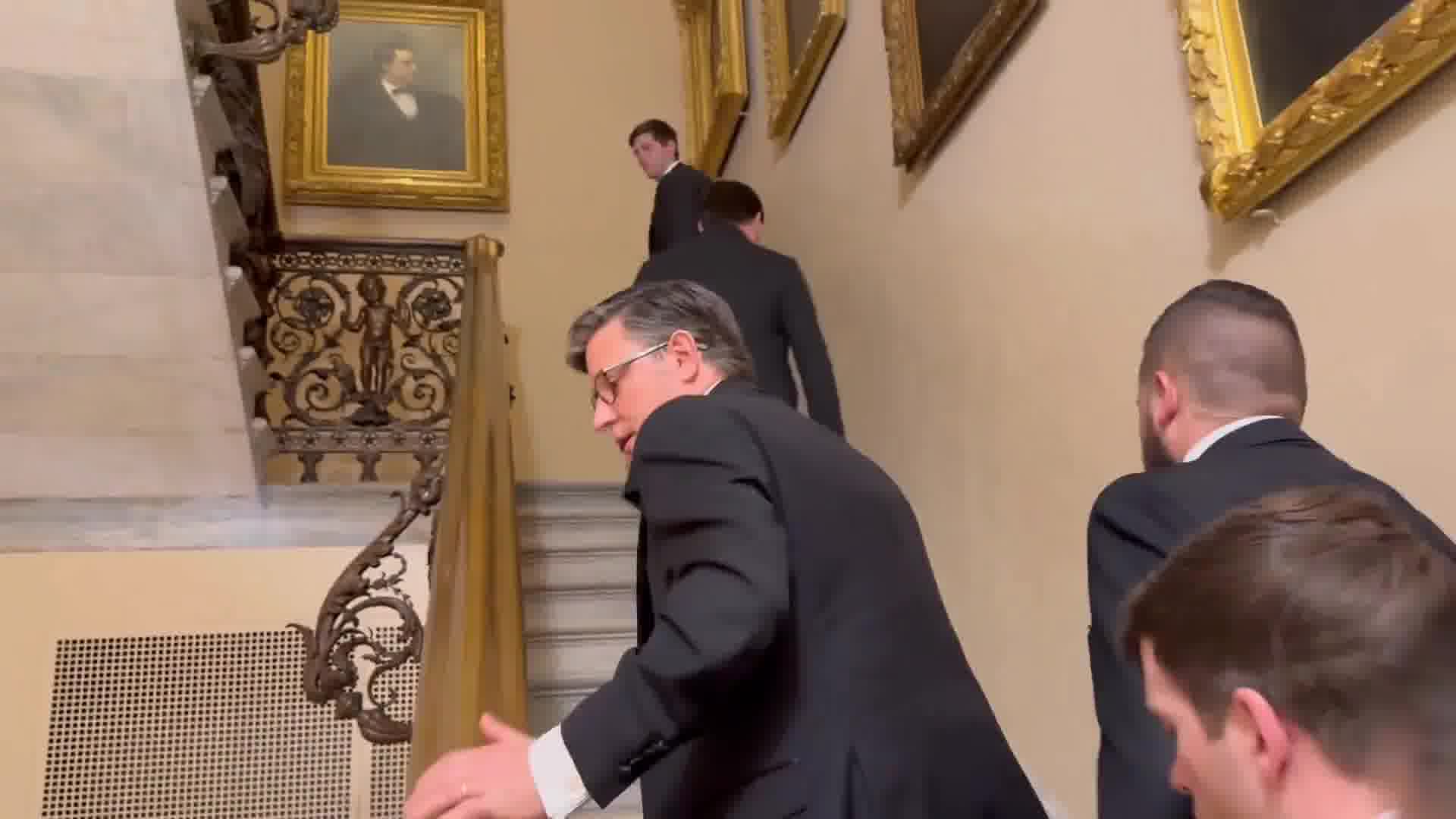 While leaving the State Dinner tonight at the White House, House Speaker Mike Johnson said he was “deeply disappointed” in the Senate’s decision to unanimously pass the bill calling for the release of the Epstein Files without the amendments he suggested earlier today alongside other House Republicans
