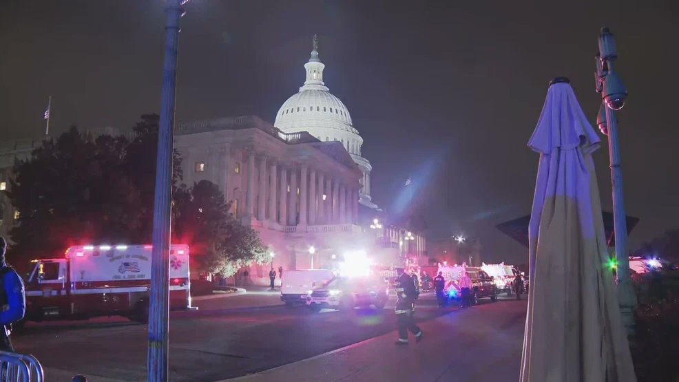 A trolley under the Rayburn House building and US Capitol catches fire, one person injured