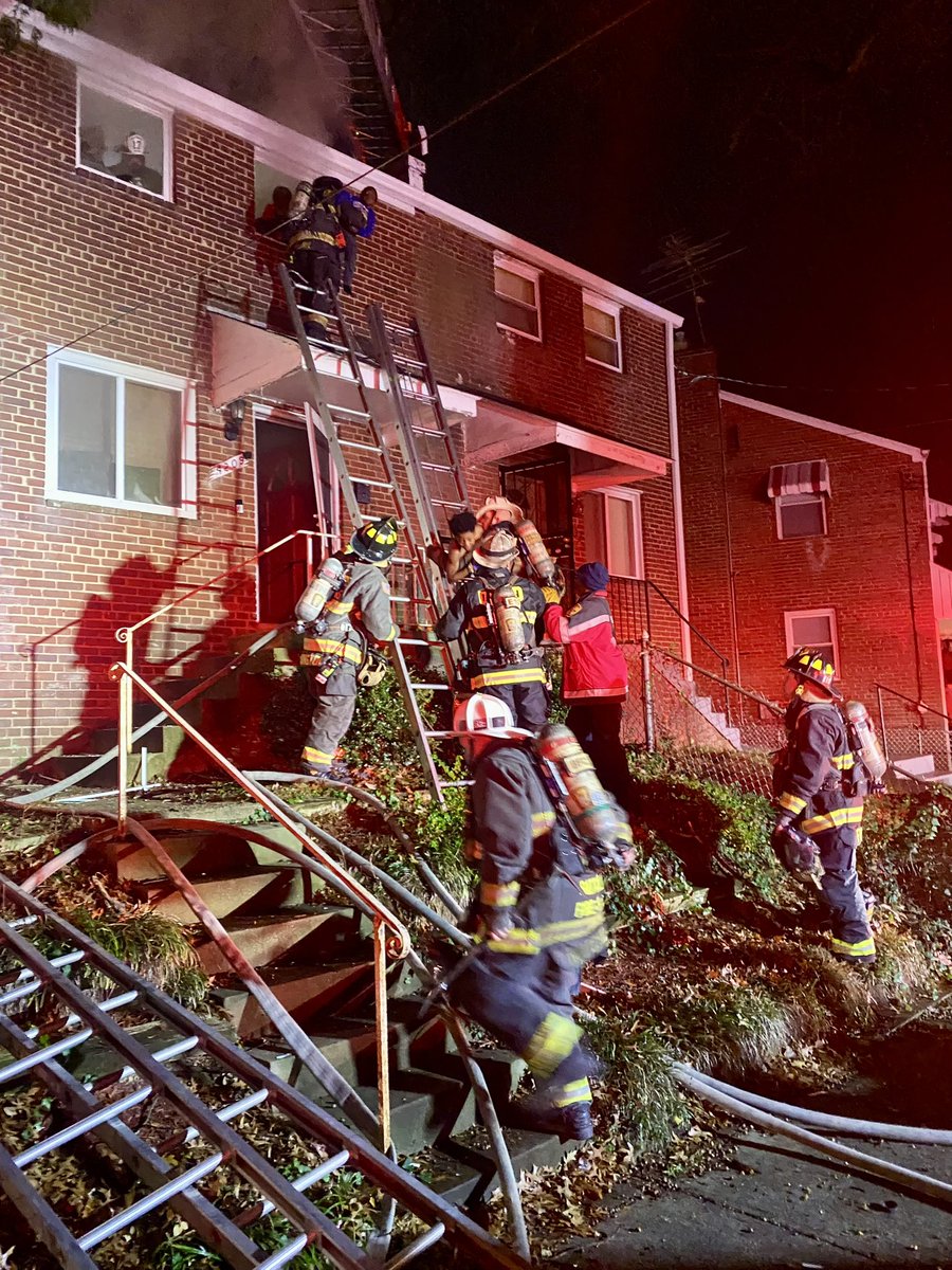 Fire in the 4200 block of Gorman St SE. 4 residents were safely removed from the home by firefighters, some by ladder. DC firefighters