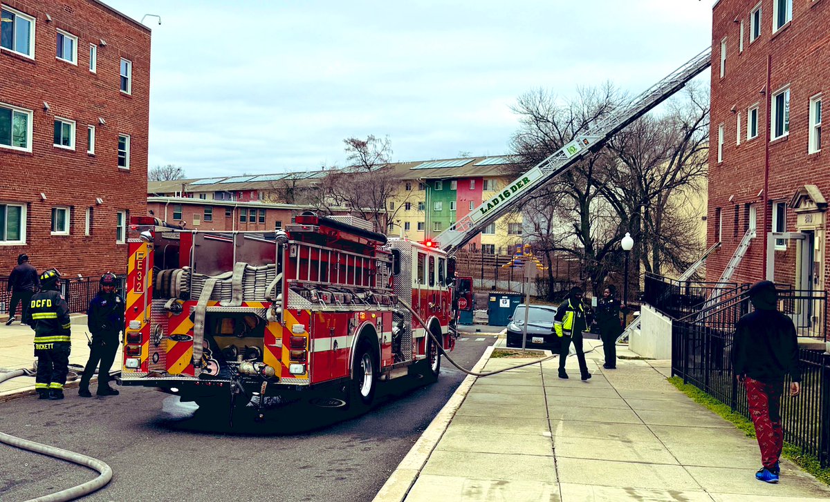 Working Fire 2400 block Hartford St SE. Fire is under control with no injuries reported. Checking on displacements. Fire investigators on scene. DC firefighters