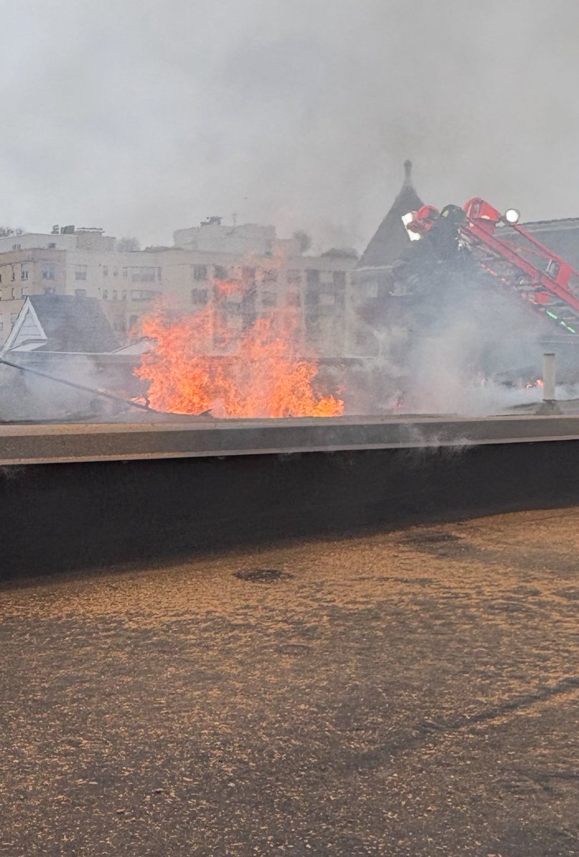 2 Alarm fire 2100 block 13th St NW. Fire involved entire attic fire with some extension to 1 adjacent dwelling. Fire was quickly cut off from extending further. No injuries reported. Approximately 20 units & 75 personnel responded. DC firefighters