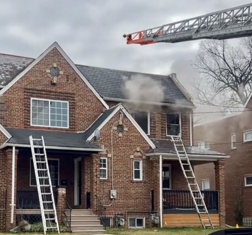 Box Alarm in the 3900 block of Alabama Ave SE. Fire confined to top floor bedroom. 3 residents and 1 dog displaced. DC firefighters
