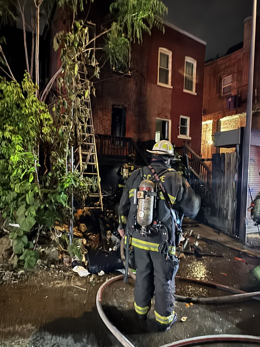 Box Alarm 2900 block Georgia Ave NW. Fire rear deck with minor extension inside a 2 story row dwelling. Fire knocked down. Investigators requested. No injuries. DC firefighters