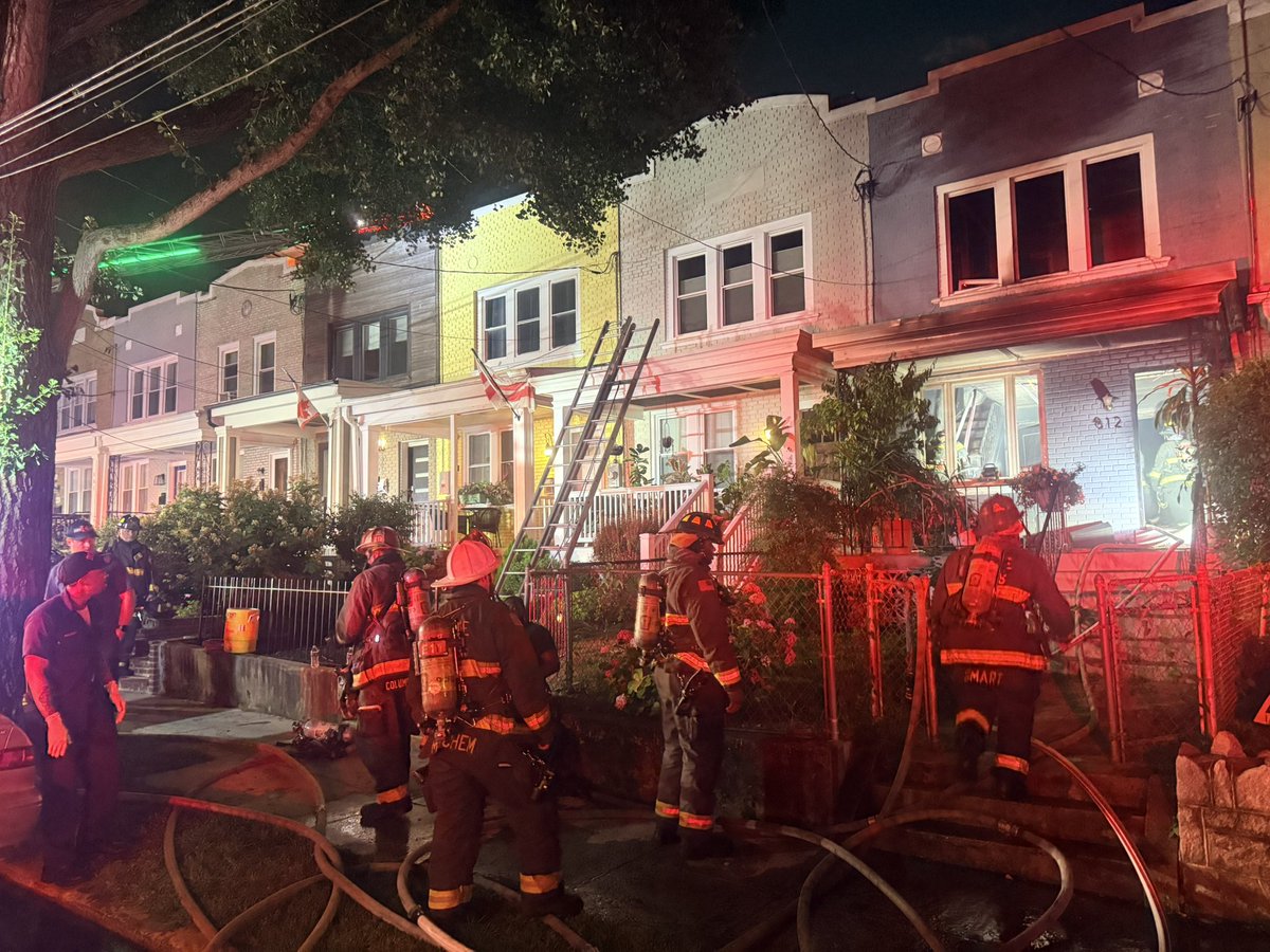 Fire - 800 Block of Delafield Place NW All fire in basement is extinguished. 2 individuals rescued by ladder from rear of structure.  