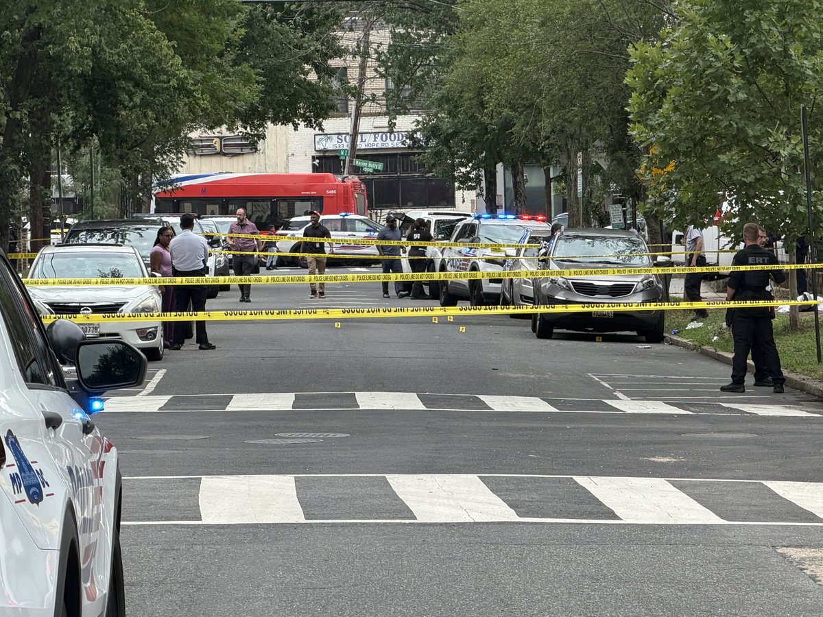 DC police on scene of a homicide at 16th and Marion Barry SE