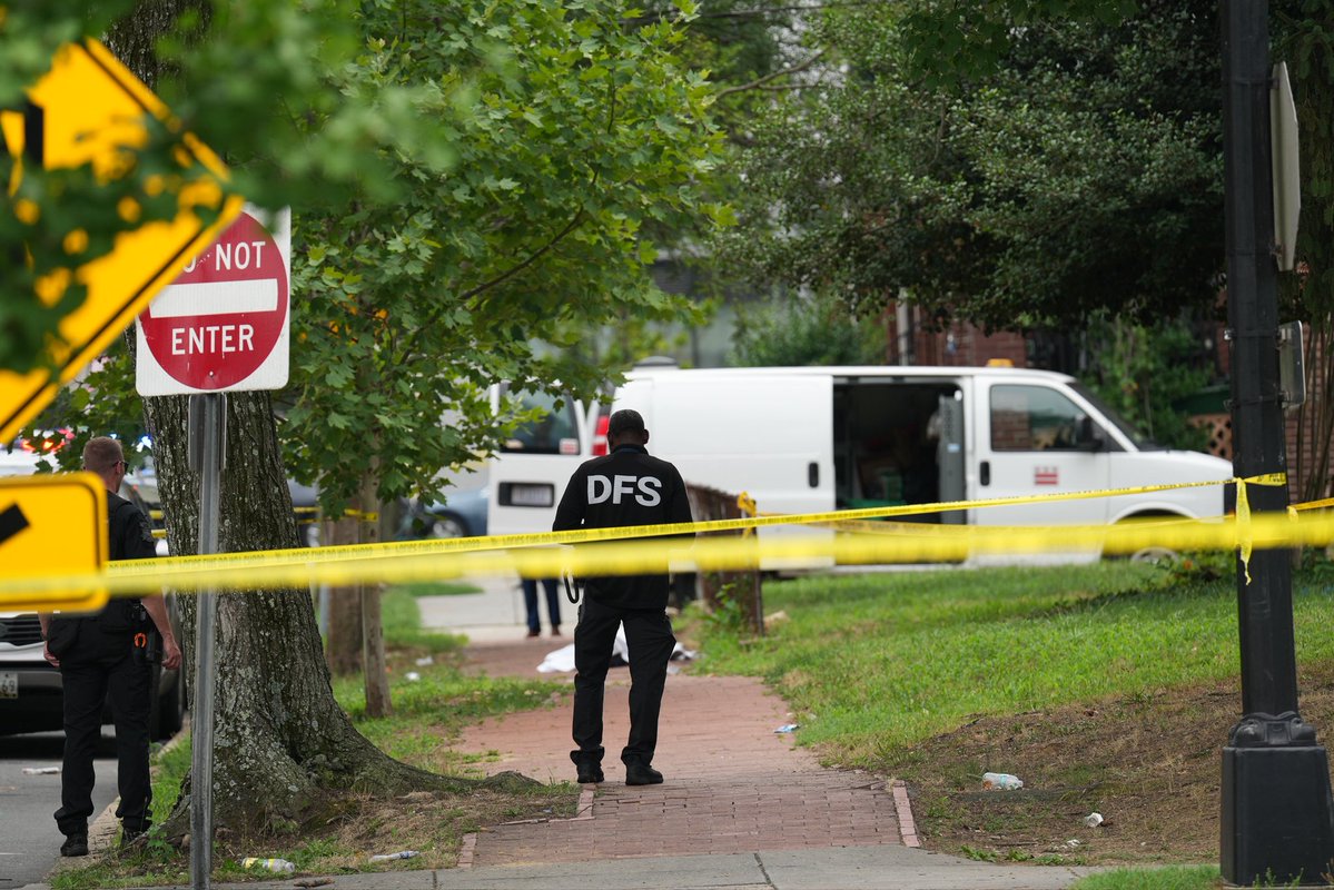DC police on scene of a homicide at 16th and Marion Barry SE