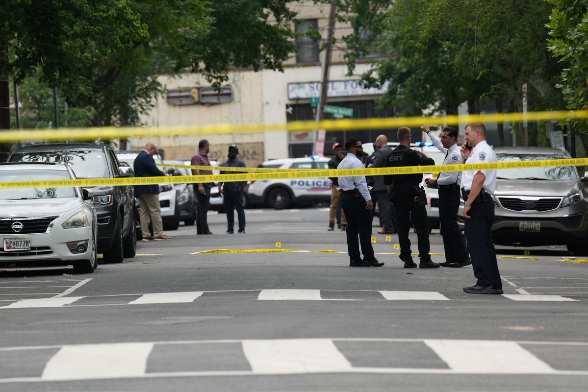 DC police on scene of a homicide at 16th and Marion Barry SE