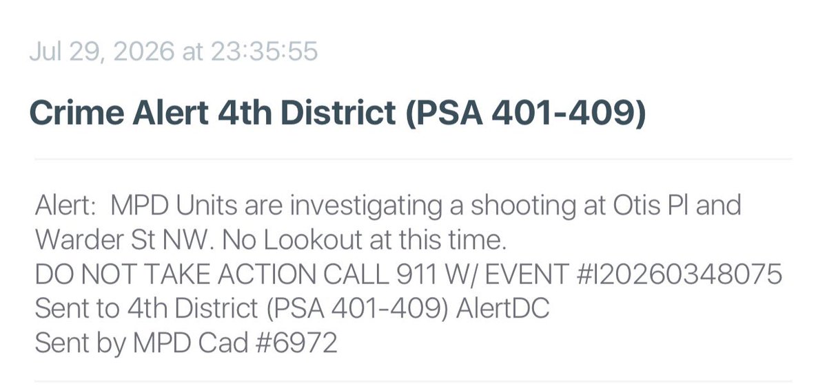 DC Police are investigating a shooting at intersection of Otis Place NW & Warder St NW in Park Viewith Washington DC. It is believed that the gunshot victim arrived at a nearby hospital