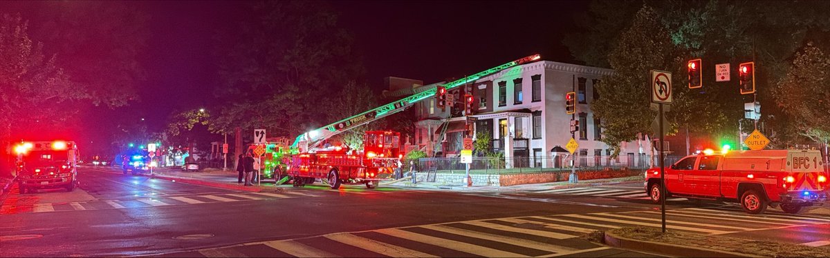 Fire - 2400 Block of North Capitol St NE All fire extinguished with minor extension to parapet roof of adjacent row home. Cause of fire is accidental/electrical in nature. Two adults displaced as a result of this fire. Units going in service shortly